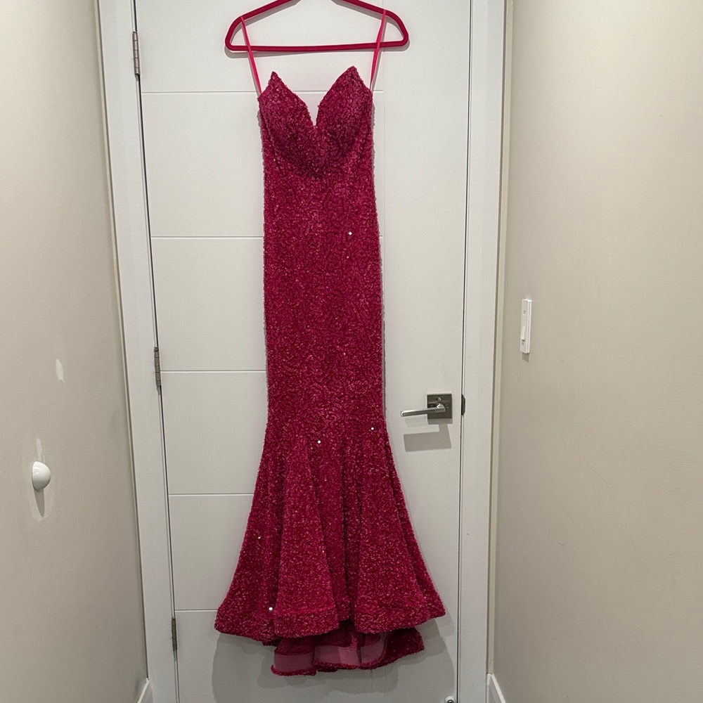 Portia and Scarlett Hot Pink Sequin Prom Dress